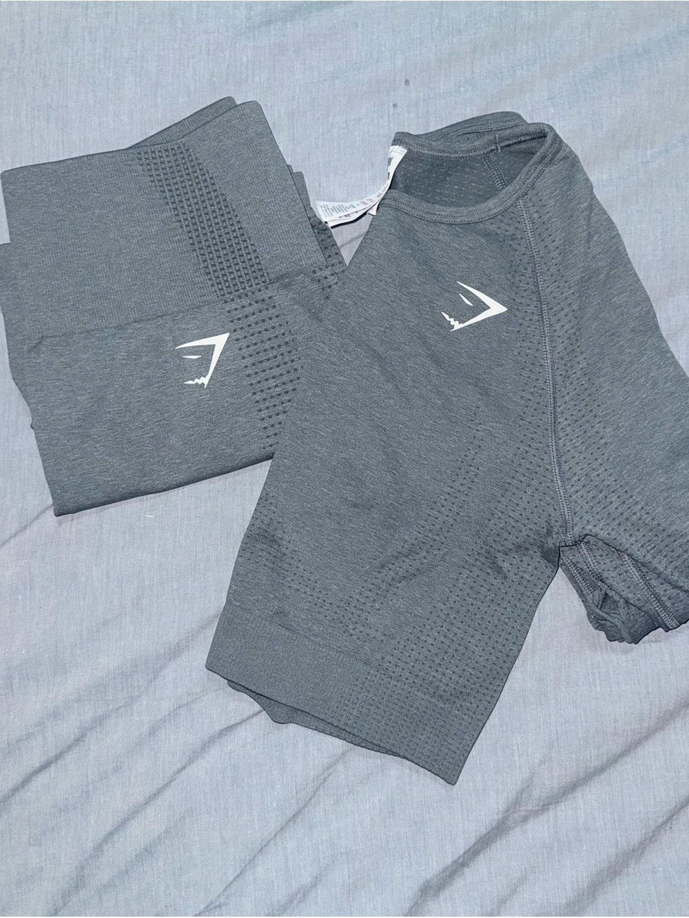 Gymshark Dark Gray Seamless Active Tank Top and shorts